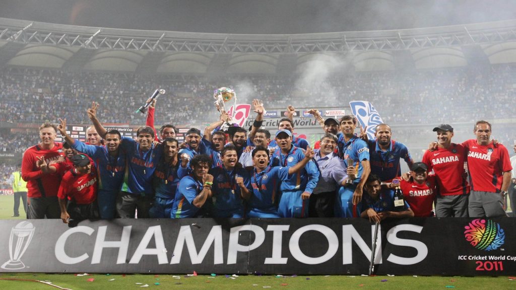 Paddy Upton with the Indian national cricket team that won the 2011 ICC Cricket World Cup.