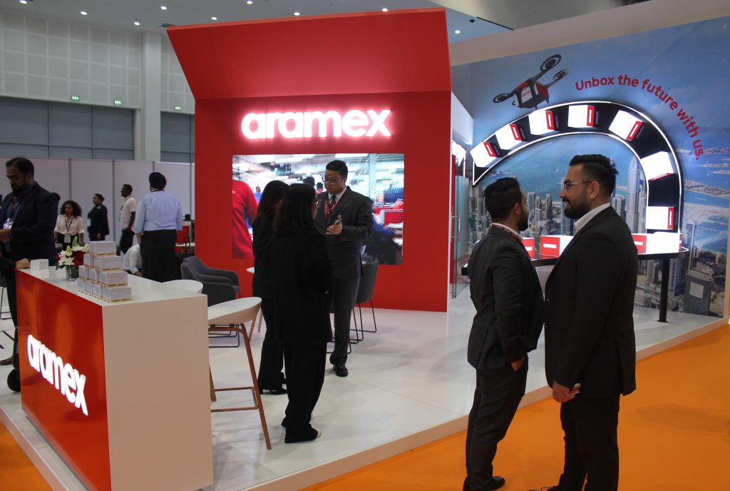 Aramex exhibitor stand at Seamless Middle East 2023 in Dubai. Image: Arnold Pinto