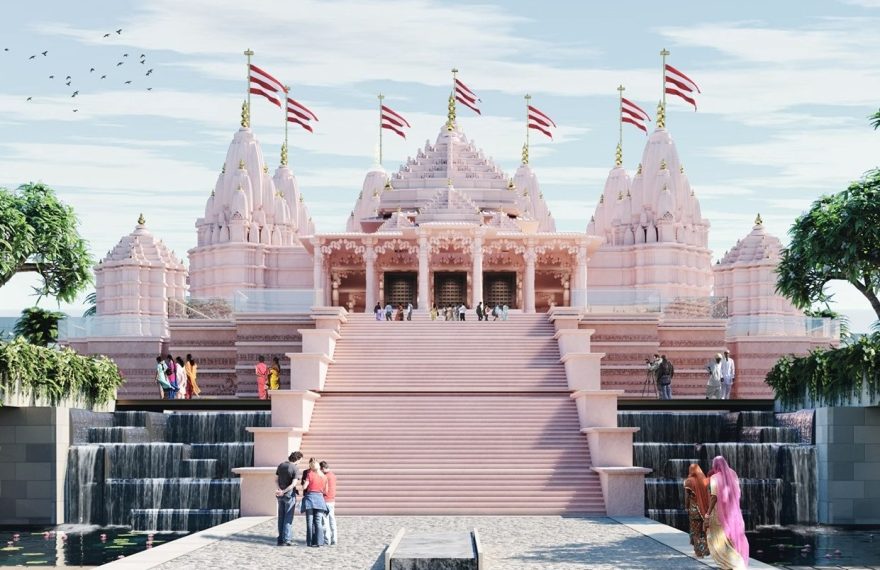 CGI of BAPS Hindu Mandir temple in Abu Dhabi where Extreme Networks has a contract. Image: BAPS