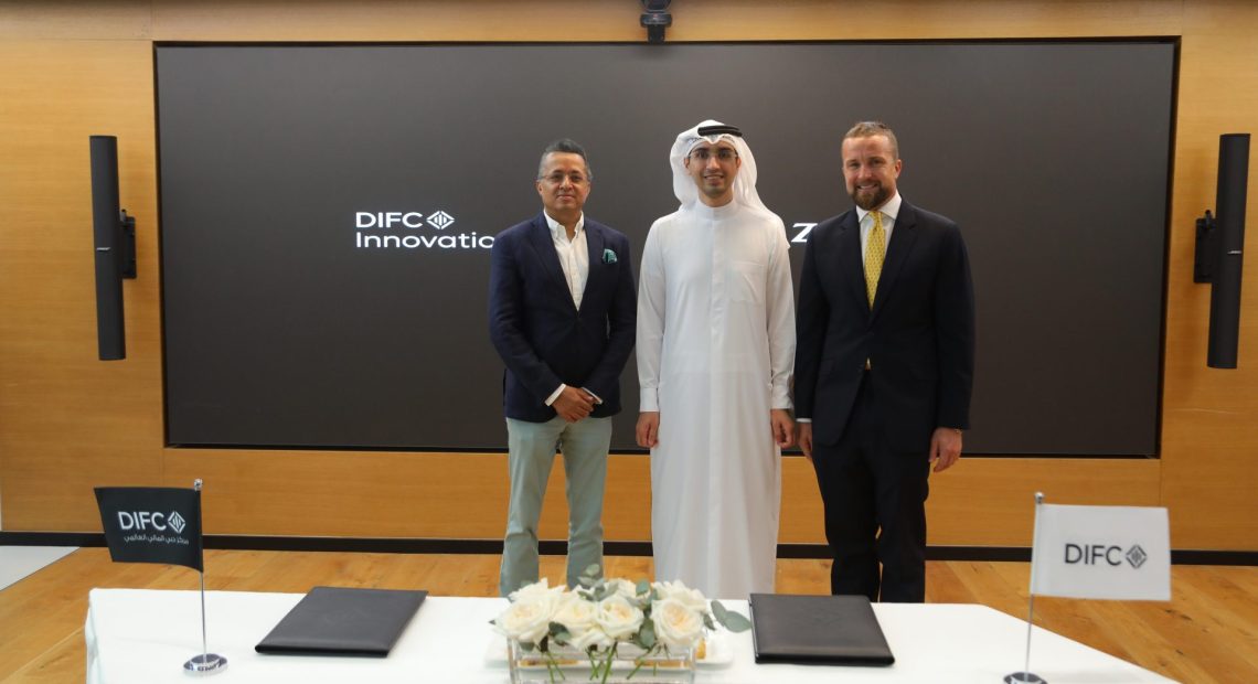 (L-R) Mufazzal Kajiji, Mohammad Alblooshi, Peter Englund, following the signing of the new Zurich-DIFC Innovation Hub FinTech Accelerator Programme partnership agreement in Dubai. Image: Zurich Insurance Group