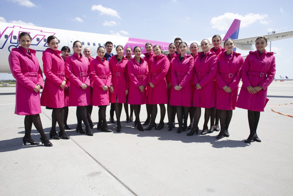 Wizz Air cabin crew. The Hungarian carrier flies to 54 countries. Image: Wizz Air