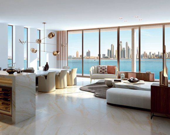 The apartment offers exceptional views of Palm Jumeirah island. Image: Penthouse.ae